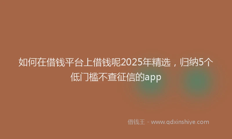 如何在借钱平台上借钱呢2025年精选，归纳5个低门槛不查征信的app