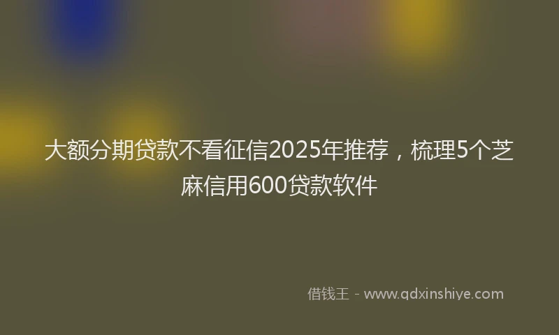 大额分期贷款不看征信2025年推荐，梳理5个芝麻信用600贷款软件