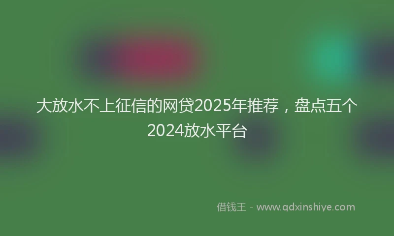 大放水不上征信的网贷2025年推荐，盘点五个2024放水平台