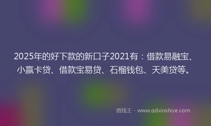 2025年的好下款的新口子2021有：借款易融宝、小赢卡贷、借款宝易贷、石榴钱包、天美贷等。