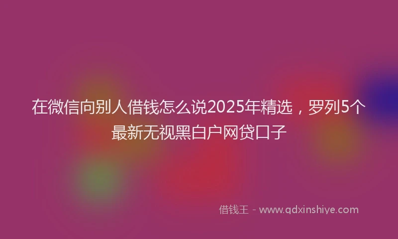 在微信向别人借钱怎么说2025年精选，罗列5个最新无视黑白户网贷口子