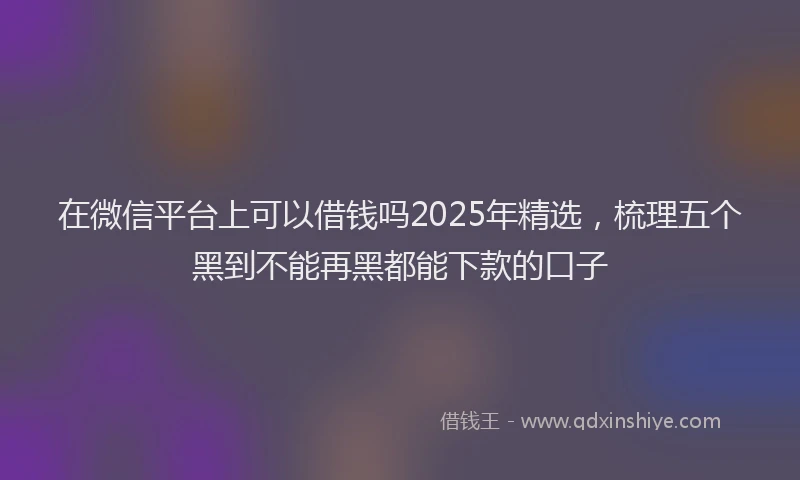 在微信平台上可以借钱吗2025年精选，梳理五个黑到不能再黑都能下款的口子
