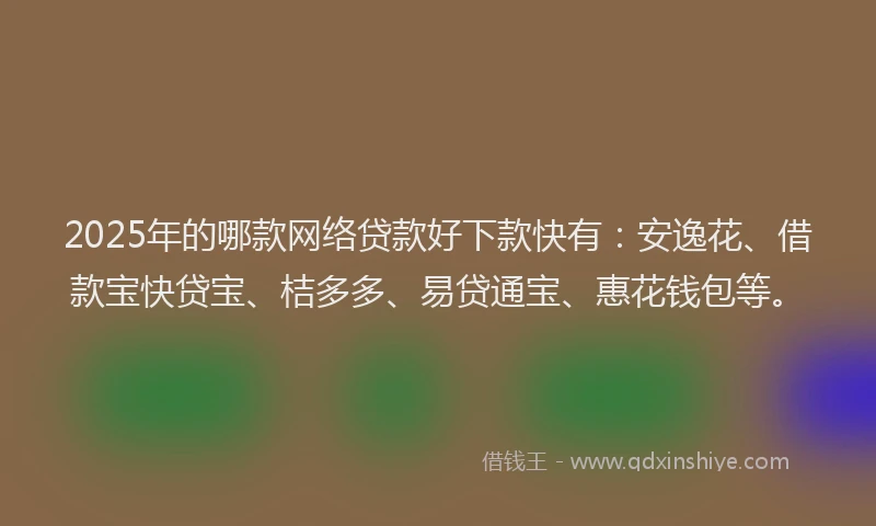 2025年的哪款网络贷款好下款快有：安逸花、借款宝快贷宝、桔多多、易贷通宝、惠花钱包等。