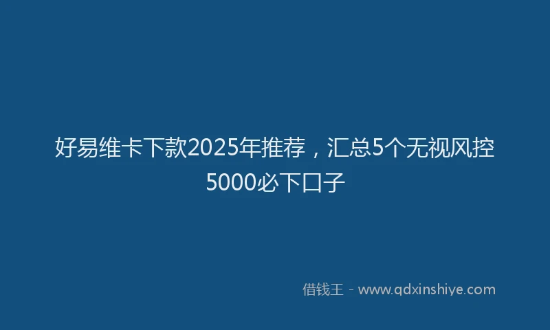 好易维卡下款2025年推荐，汇总5个无视风控5000必下口子