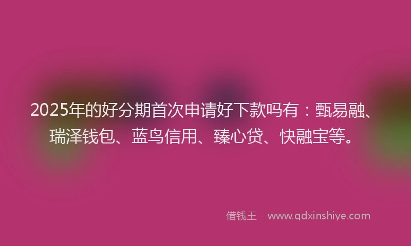 2025年的好分期首次申请好下款吗有：甄易融、瑞泽钱包、蓝鸟信用、臻心贷、快融宝等。