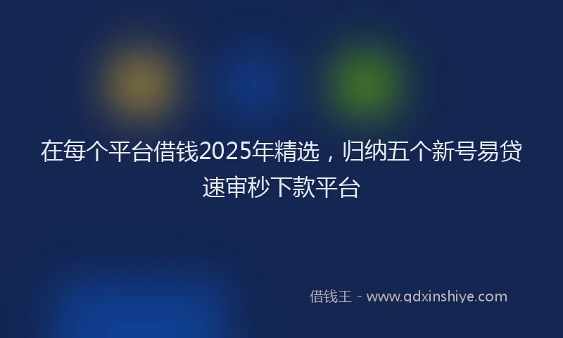 在每个平台借钱2025年精选，归纳五个新号易贷速审秒下款平台