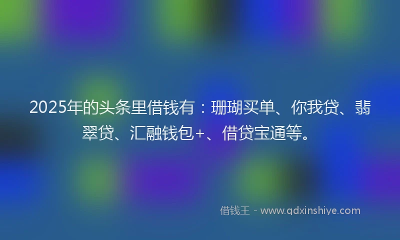 2025年的头条里借钱有：珊瑚买单、你我贷、翡翠贷、汇融钱包+、借贷宝通等。