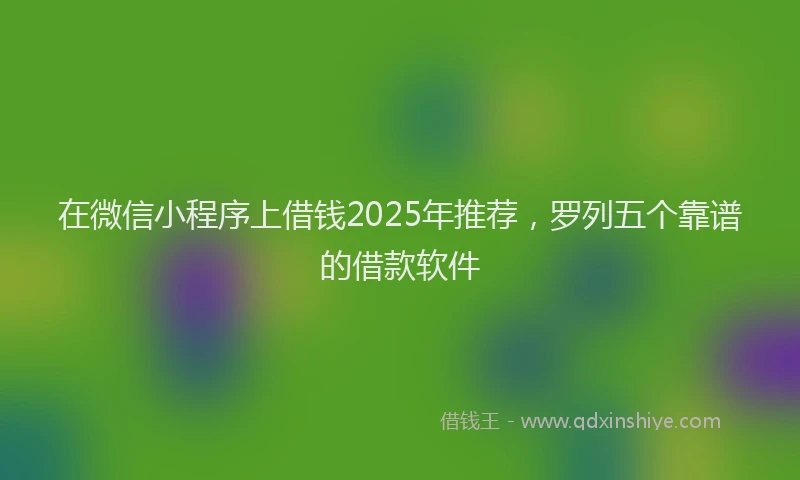 在微信小程序上借钱2025年推荐，罗列五个靠谱的借款软件