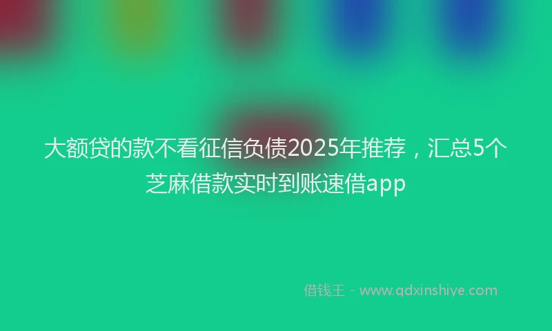 大额贷的款不看征信负债2025年推荐，汇总5个芝麻借款实时到账速借app