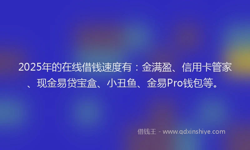 2025年的在线借钱速度有：金满盈、信用卡管家、现金易贷宝盒、小丑鱼、金易Pro钱包等。