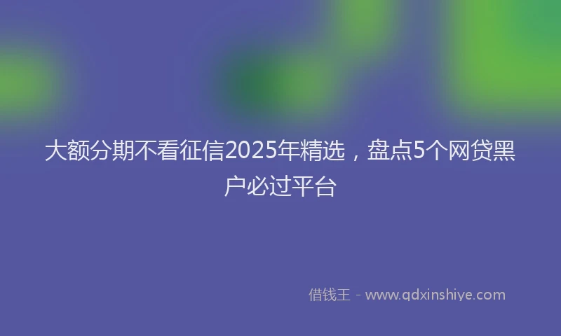 大额分期不看征信2025年精选，盘点5个网贷黑户必过平台