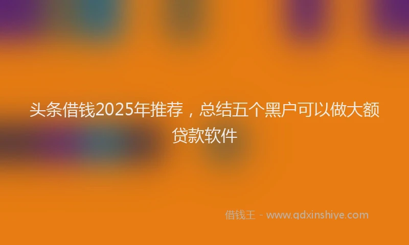 头条借钱2025年推荐，总结五个黑户可以做大额贷款软件