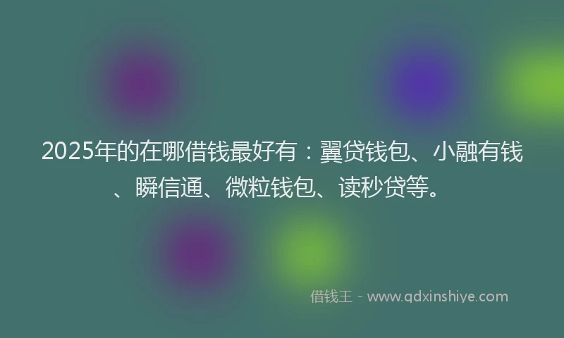 2025年的在哪借钱最好有：翼贷钱包、小融有钱、瞬信通、微粒钱包、读秒贷等。
