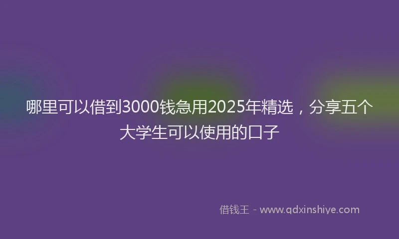 哪里可以借到3000钱急用2025年精选，分享五个大学生可以使用的口子