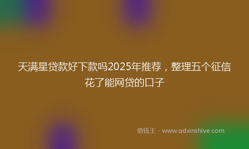 天满星贷款好下款吗2025年推荐，整理五个征信花了能网贷的口子