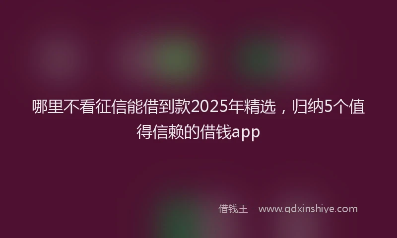 哪里不看征信能借到款2025年精选，归纳5个值得信赖的借钱app