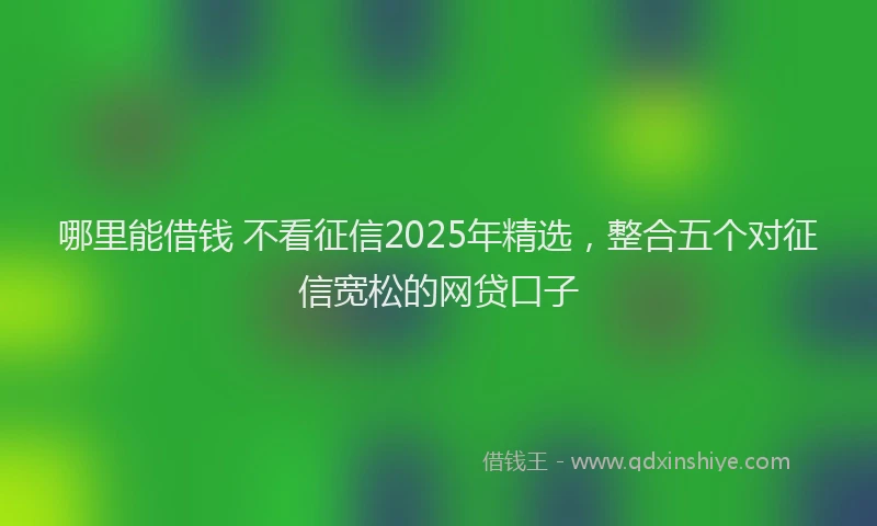 哪里能借钱 不看征信2025年精选，整合五个对征信宽松的网贷口子