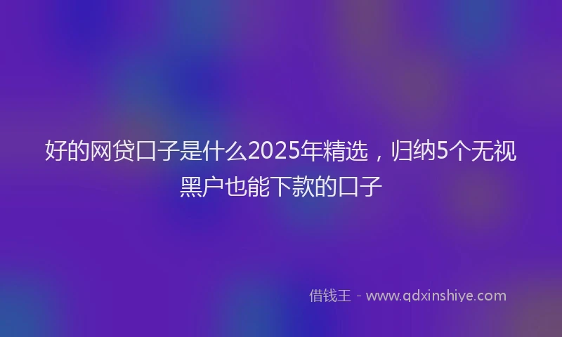 好的网贷口子是什么2025年精选，归纳5个无视黑户也能下款的口子