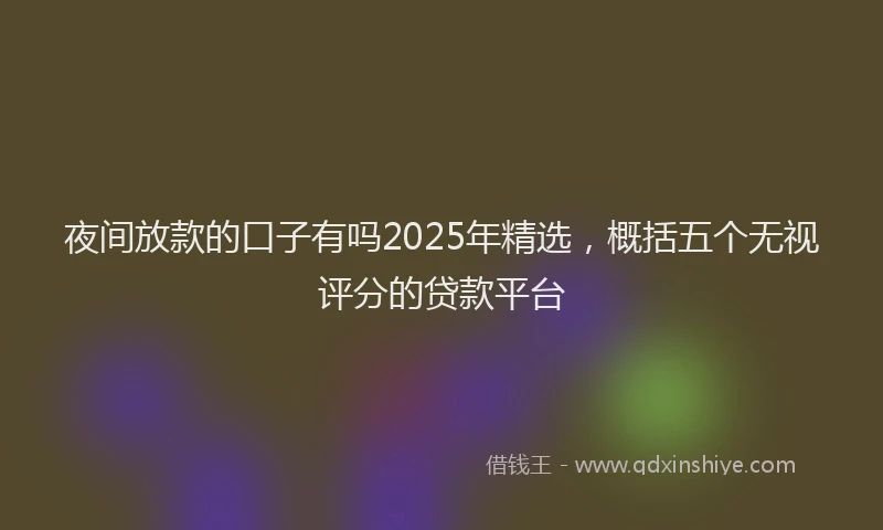 夜间放款的口子有吗2025年精选，概括五个无视评分的贷款平台