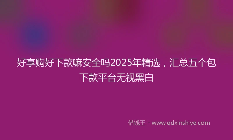 好享购好下款嘛安全吗2025年精选，汇总五个包下款平台无视黑白