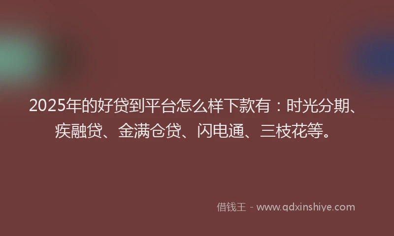 2025年的好贷到平台怎么样下款有：时光分期、疾融贷、金满仓贷、闪电通、三枝花等。
