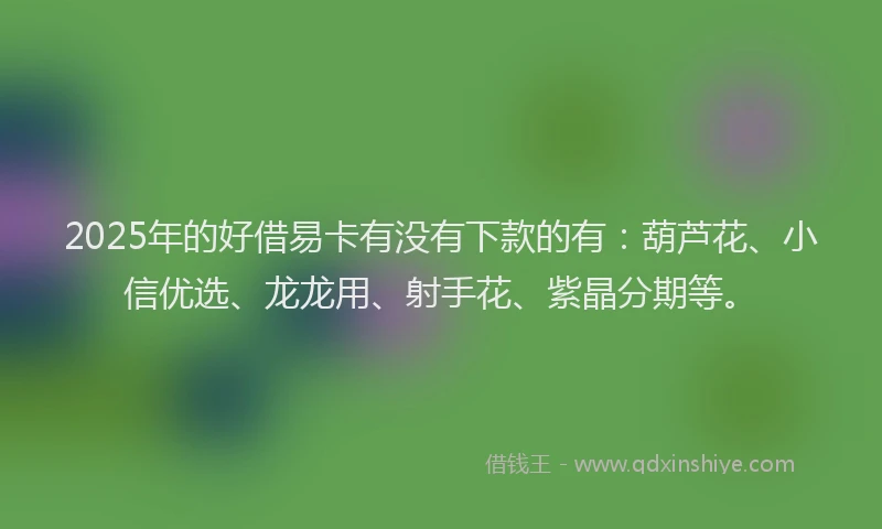 2025年的好借易卡有没有下款的有：葫芦花、小信优选、龙龙用、射手花、紫晶分期等。