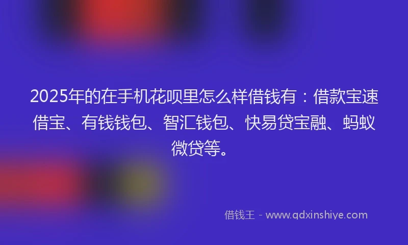 2025年的在手机花呗里怎么样借钱有：借款宝速借宝、有钱钱包、智汇钱包、快易贷宝融、蚂蚁微贷等。