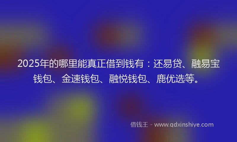 2025年的哪里能真正借到钱有：还易贷、融易宝钱包、金速钱包、融悦钱包、鹿优选等。