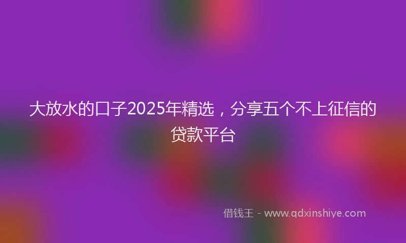 大放水的口子2025年精选，分享五个不上征信的贷款平台