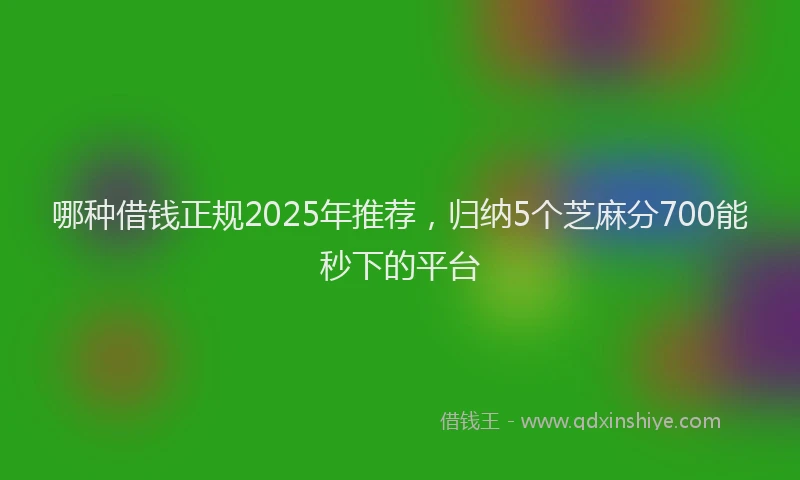 哪种借钱正规2025年推荐，归纳5个芝麻分700能秒下的平台