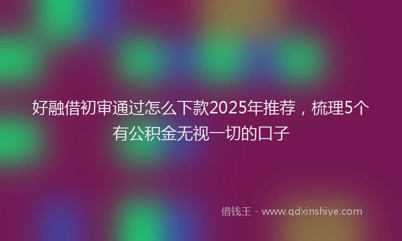 好融借初审通过怎么下款2025年推荐，梳理5个有公积金无视一切的口子