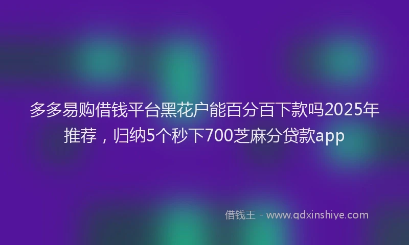 多多易购借钱平台黑花户能百分百下款吗2025年推荐，归纳5个秒下700芝麻分贷款app