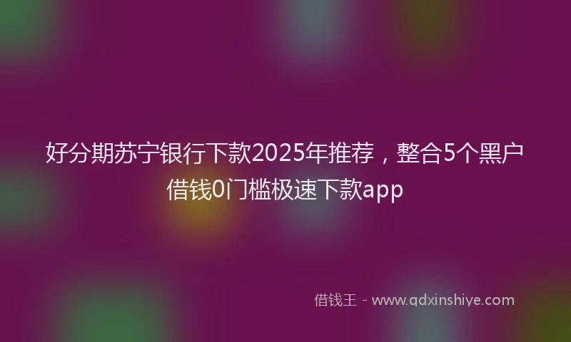 好分期苏宁银行下款2025年推荐，整合5个黑户借钱0门槛极速下款app