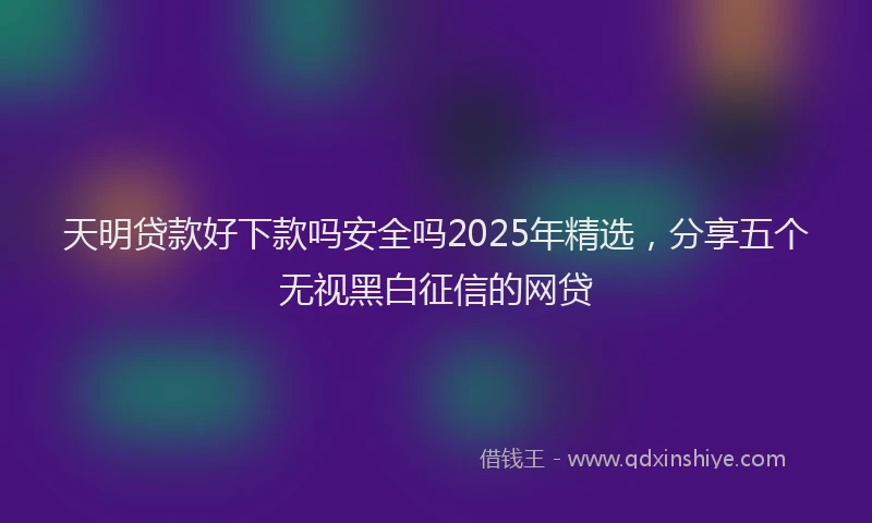 天明贷款好下款吗安全吗2025年精选，分享五个无视黑白征信的网贷