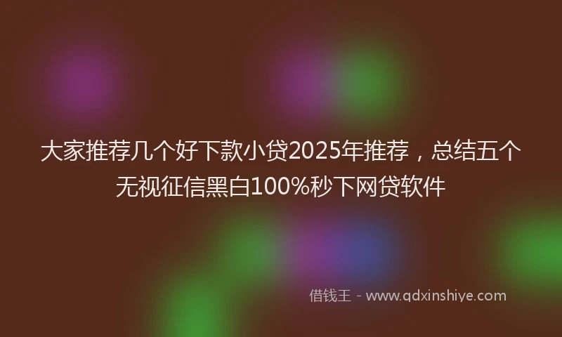 大家推荐几个好下款小贷2025年推荐，总结五个无视征信黑白100%秒下网贷软件