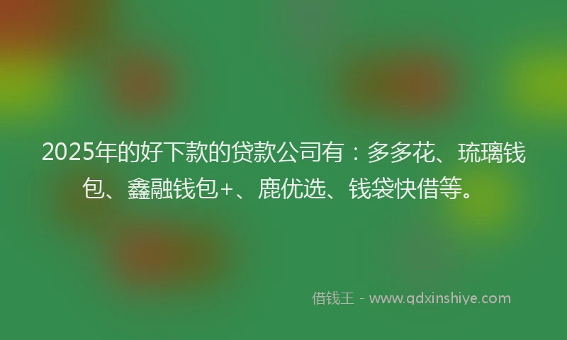 2025年的好下款的贷款公司有：多多花、琉璃钱包、鑫融钱包+、鹿优选、钱袋快借等。