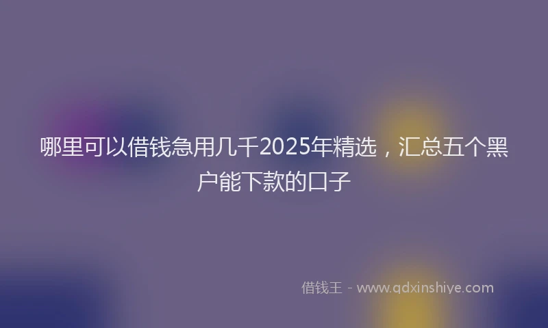 哪里可以借钱急用几千2025年精选，汇总五个黑户能下款的口子