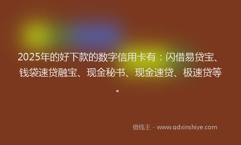 2025年的好下款的数字信用卡有：闪借易贷宝、钱袋速贷融宝、现金秘书、现金速贷、极速贷等。