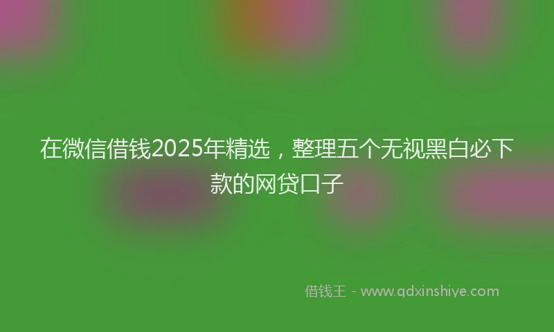 在微信借钱2025年精选，整理五个无视黑白必下款的网贷口子