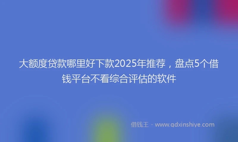大额度贷款哪里好下款2025年推荐，盘点5个借钱平台不看综合评估的软件