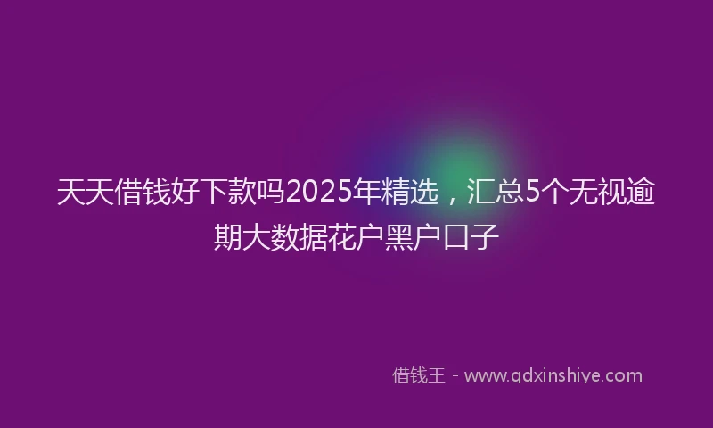 天天借钱好下款吗2025年精选，汇总5个无视逾期大数据花户黑户口子