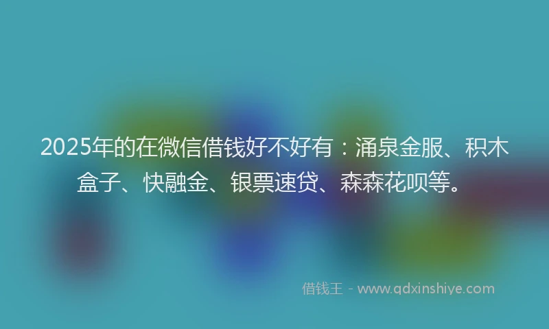 2025年的在微信借钱好不好有：涌泉金服、积木盒子、快融金、银票速贷、森森花呗等。