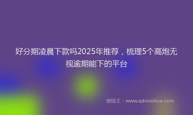 好分期凌晨下款吗2025年推荐，梳理5个高炮无视逾期能下的平台