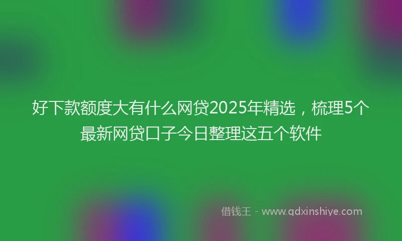 好下款额度大有什么网贷2025年精选，梳理5个最新网贷口子今日整理这五个软件