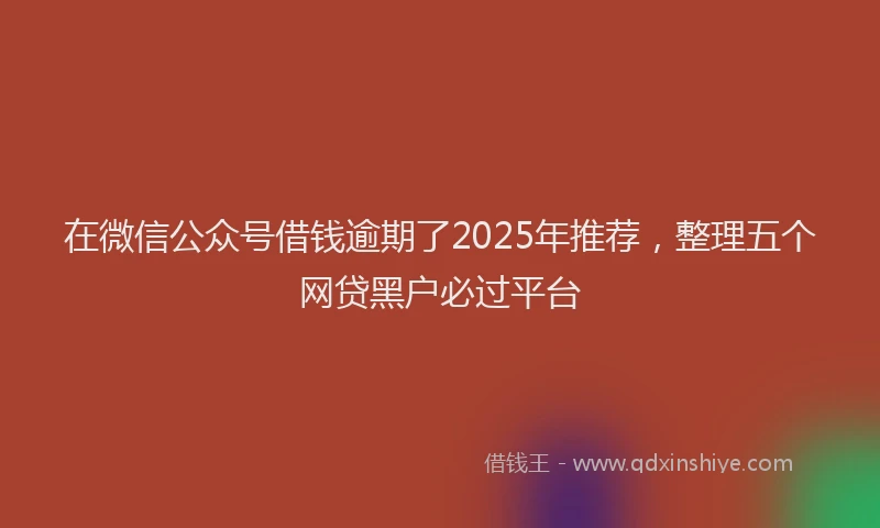 在微信公众号借钱逾期了2025年推荐，整理五个网贷黑户必过平台