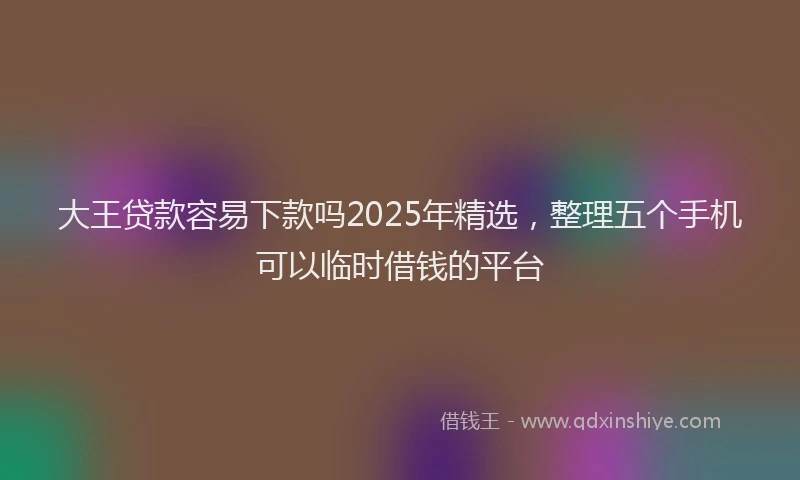 大王贷款容易下款吗2025年精选，整理五个手机可以临时借钱的平台
