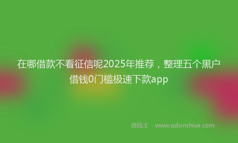 在哪借款不看征信呢2025年推荐，整理五个黑户借钱0门槛极速下款app