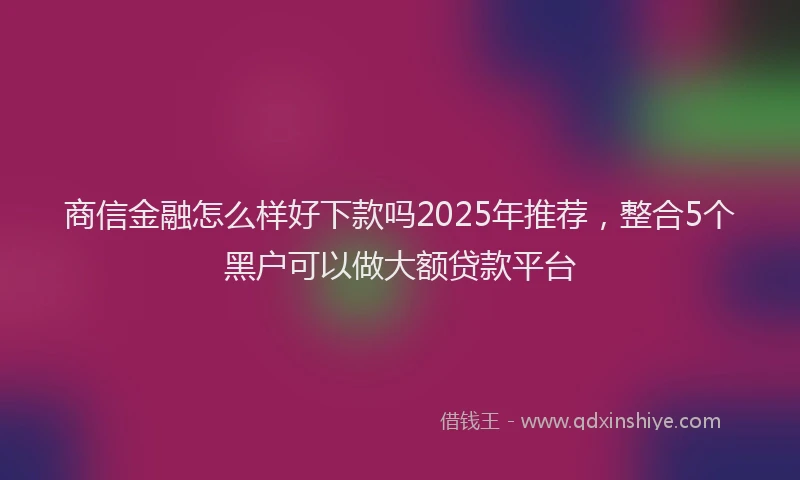 商信金融怎么样好下款吗2025年推荐，整合5个黑户可以做大额贷款平台