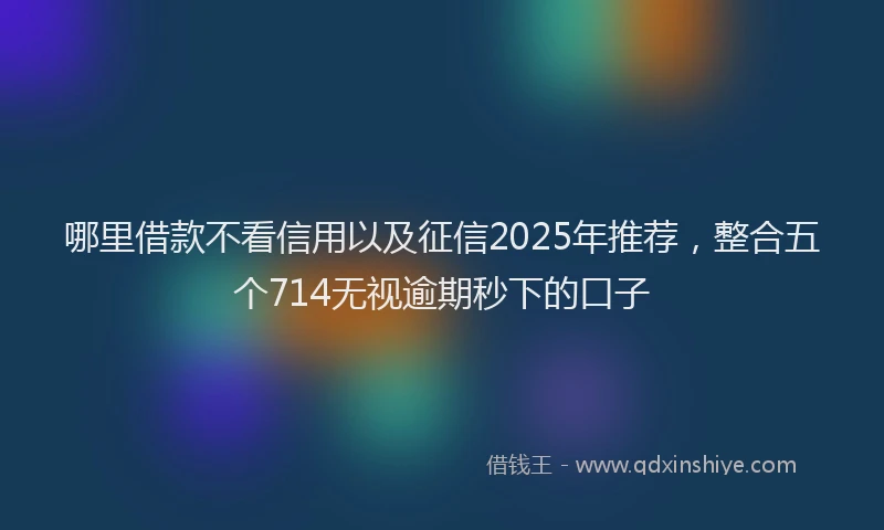 哪里借款不看信用以及征信2025年推荐，整合五个714无视逾期秒下的口子