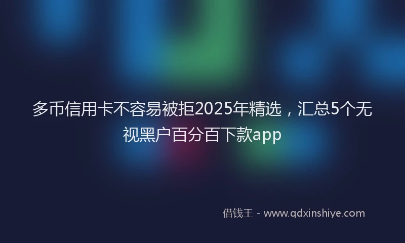 多币信用卡不容易被拒2025年精选，汇总5个无视黑户百分百下款app